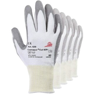 Arbeitshandschuhe Schnittschutzhandschuhe Schutzhandschuhe KCL Camapur Cut 620+ 10er Pack  weiß grau