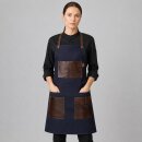 Vintage Segeltuch-Latzschürze mit Ledertaschen, B 55 cm x L 89 cm, navy