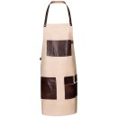 Vintage Segeltuch-Latzschürze mit Ledertaschen, B 55 cm x L 89 cm, sand