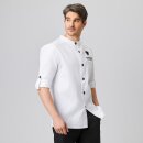 Kochjacke Bikerstyle, langarm, Druckknöpfe, weiss