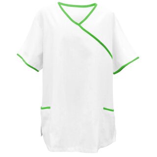 Schlupfkasack weiß, mit Paspel lemongreen, Größe
