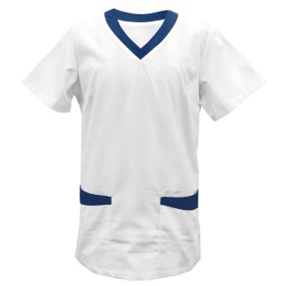 Kasack weiß mit Besatz navy