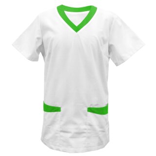 Kasack weiß mit Besatz lemongreen