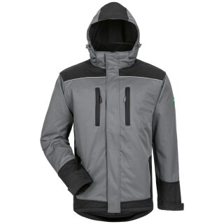 *AJAX* WINTER-SOFTSHELLJACKE MIT KAPUZE - ELYSEE® GRAU / SCHWARZ