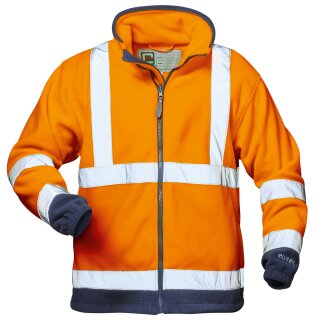 *BENEDIKT* WARNSCHUTZFLEECEJACKE - ELYSEE® ORANGE/MARINE  EN ISO 20471/3,  POLARFLEECE