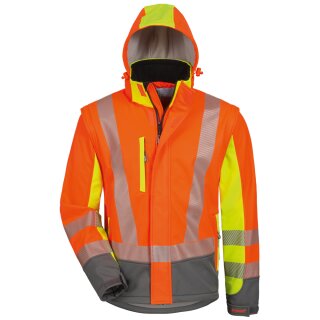 *ATANAS* WARNSCHUTZ-SOFTSHELLJACKE - ELYSEE®, ORANGE / GELB / GRAU, EN ISO 20471/3