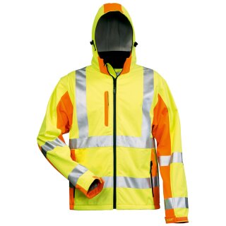 *JIM* WARNSCHUTZ-SOFTSHELLJACKE - ELYSEE® GELB / ORANGE,  EN ISO 20471/3
