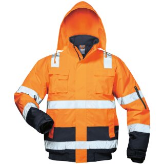 *JONAS* WARNSCHUTZ PILOTJACKE ORANGE/MARINE - SAFESTYLE®, EN ISO 20471, EN343 MIT SCHULTERREFLEX